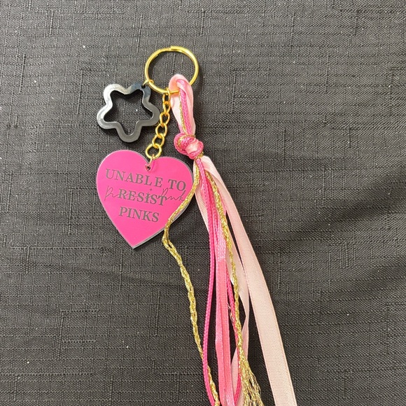 Accessories - Pink Heart Keychain with Tassels
